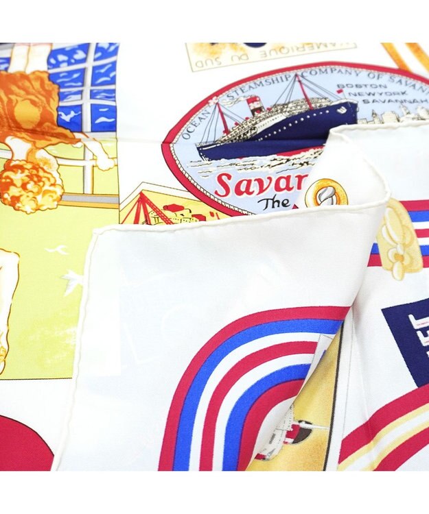 Marca ＜秋の新作！＞【 Marcaオリジナル】ボヤージュ 大判 シルクツイル スカーフ オフホワイト