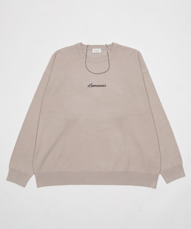 WEGO アクセ付きワンポイントニットプルオーバー（LS） グレー