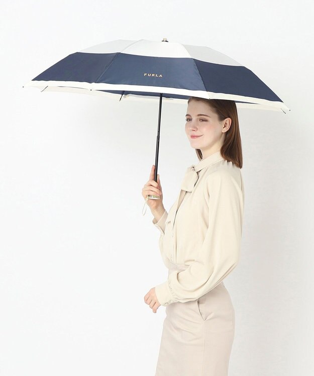 MOONBAT FURLA  折りたたみ傘 カラーボーダー 大きめ55cm 日本製 ダークグレー