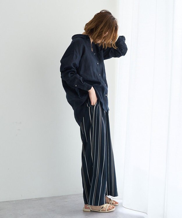 YECCA VECCA アートプリントスリットワイドパンツ Stripe