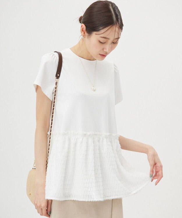 組曲 S 華感フレア カットソー アイボリー系