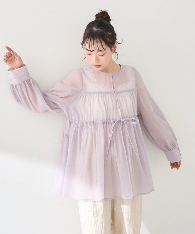 earth music&ecology フロントリボンシアーチュニック Pink
