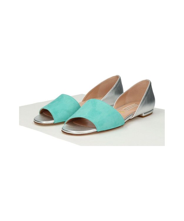 INTER-CHAUSSURES 【INTER-CHAUSSURES】異素材コンビオープントウパンプス ブルーコンビ