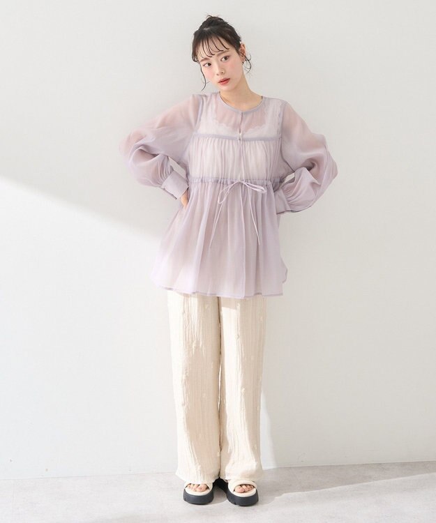 earth music&ecology フロントリボンシアーチュニック Pink