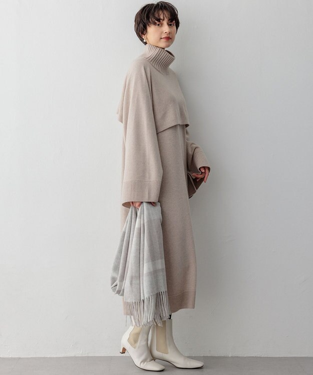 23区 S 【洗える】カシミヤブレンド ニットワンピース ベージュ系
