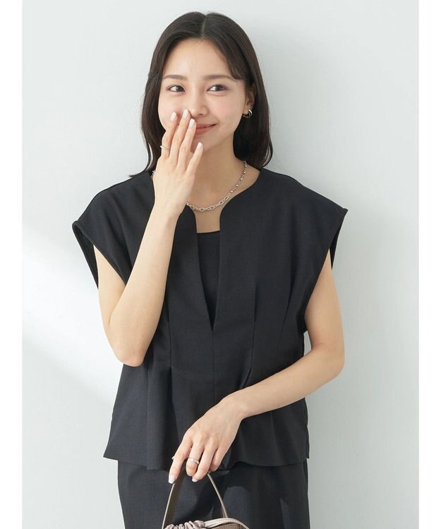 earth music&ecology ＳＥＴ２点ヘリンボーンベスト＋キャミドレ Black