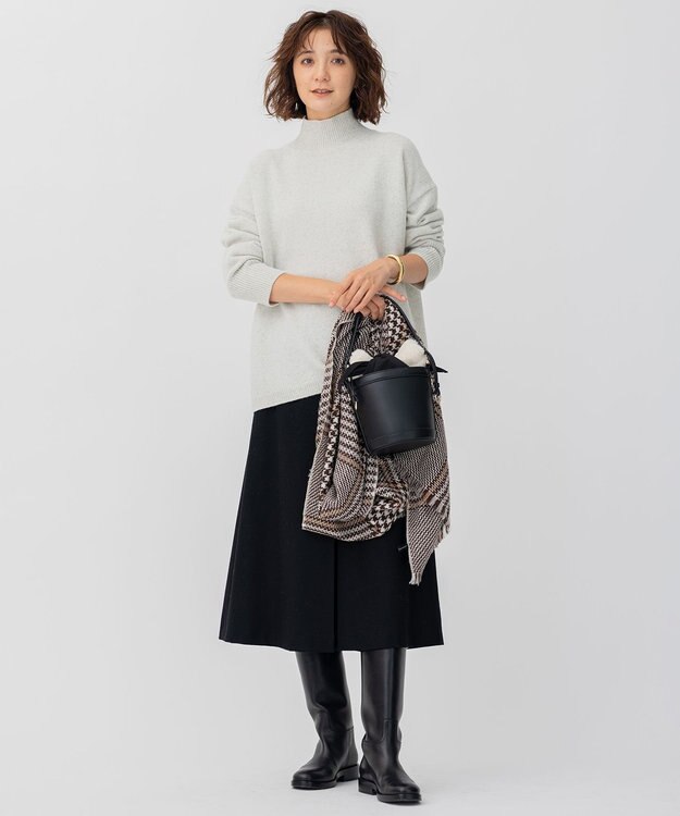 23区 ウールミルドストレッチフロントタック Aラインスカート ブラック系