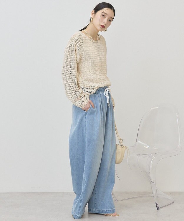 AMERICAN HOLIC 刺繍メッシュプルオーバー Ivory