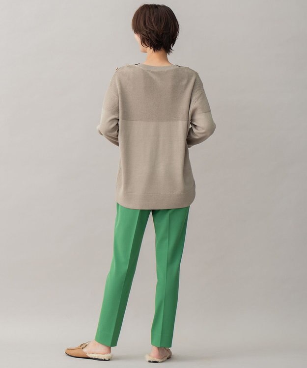 自由区 【洗える】ウールミックス フレンチマリン風ニット カーキ系