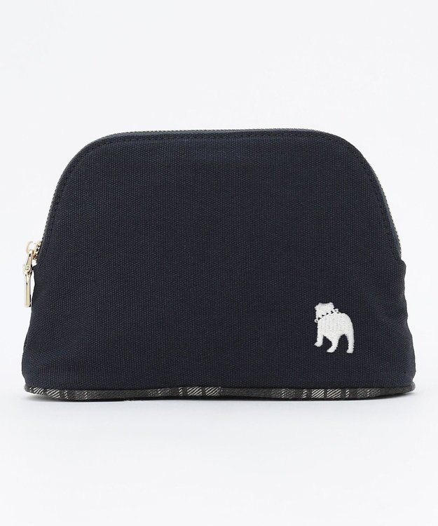 J.PRESS LADIES 【完全受注生産】ポーチ付き キャンバス トートバッグ ネイビー×グレーチェック系
