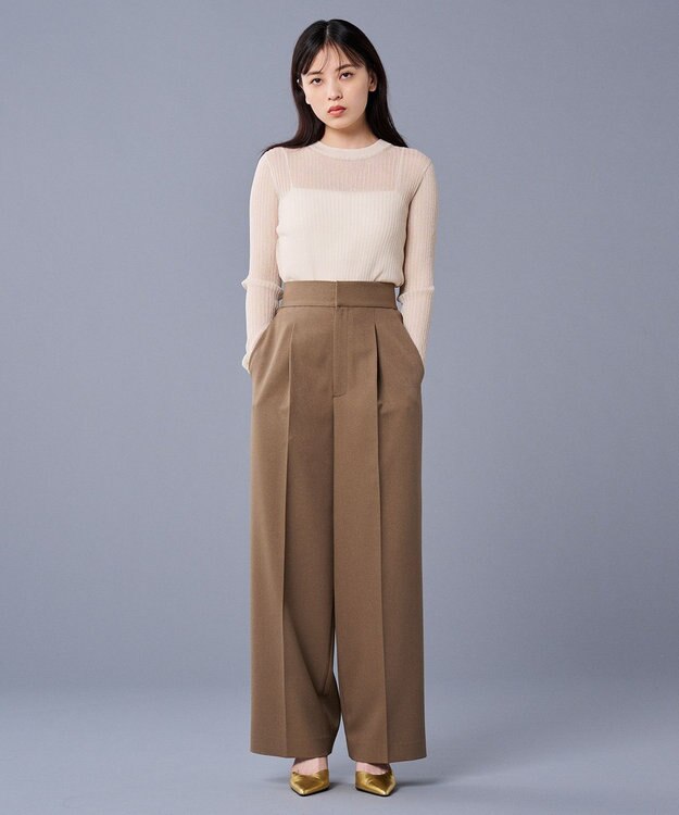 uncrave シアー リブ クルーネック ニット（uncrave STANDARD） ベージュ