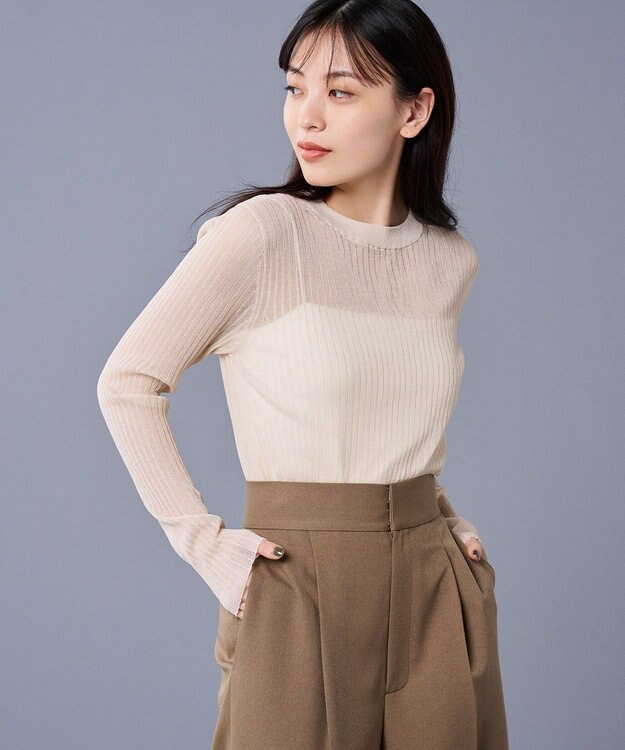 uncrave シアー リブ クルーネック ニット（uncrave STANDARD） ベージュ