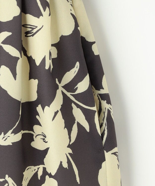 自由区 バイカラーフラワープリント ワンピース グレー×イエロー