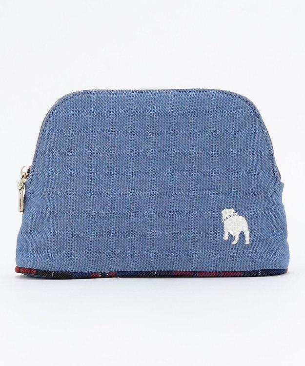 J.PRESS LADIES 【完全受注生産】ポーチ付き キャンバス トートバッグ ダルブルー×レッドチェック系