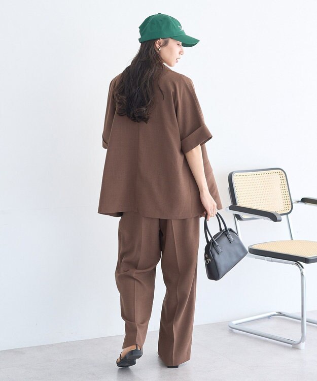 earth music&ecology 【セットアップ対応】リネンライクリラックスパンツ Brown