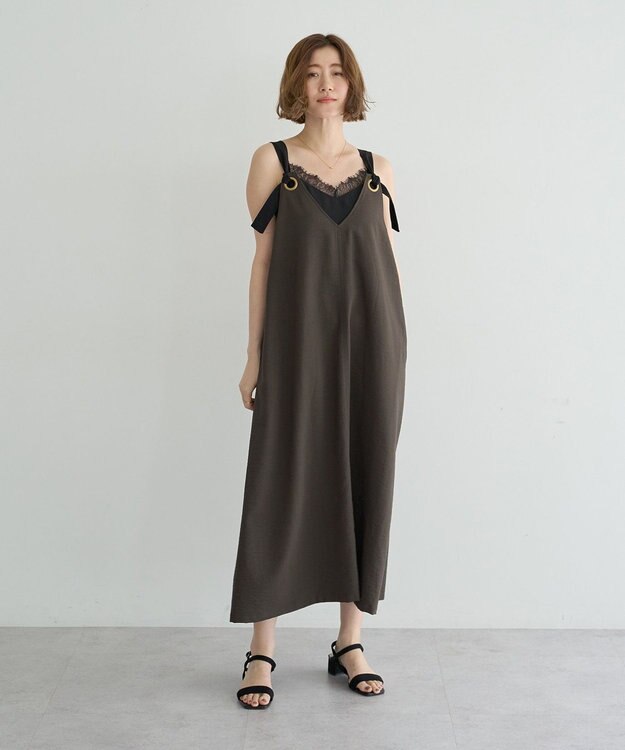 YECCA VECCA ベルトストラップサロペット Charcoal Gray