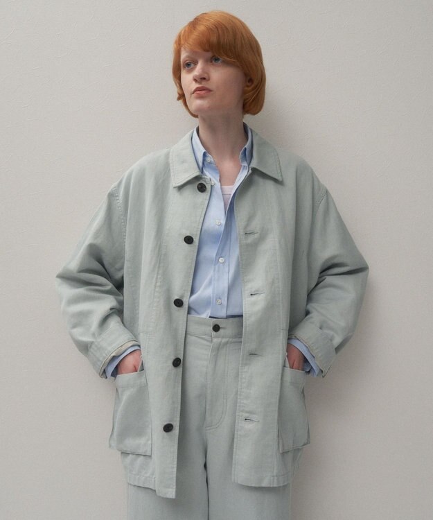 ATON COTTON LINEN KATSURAGI | ワークジャケット DULL SAX