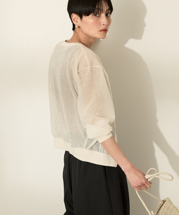 AMERICAN HOLIC シアークルーネックニットカーディガン Ivory