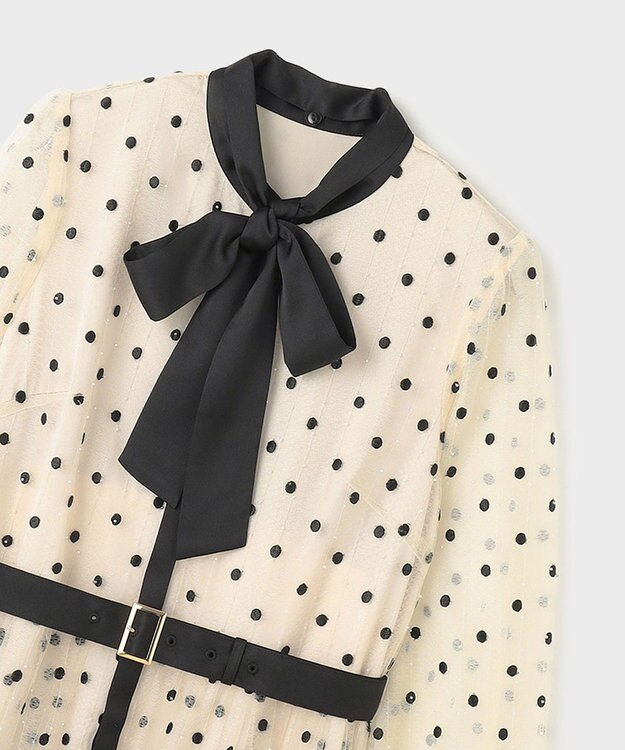 GRACE CONTINENTAL ビーズ刺繍ドットドレス キナリ