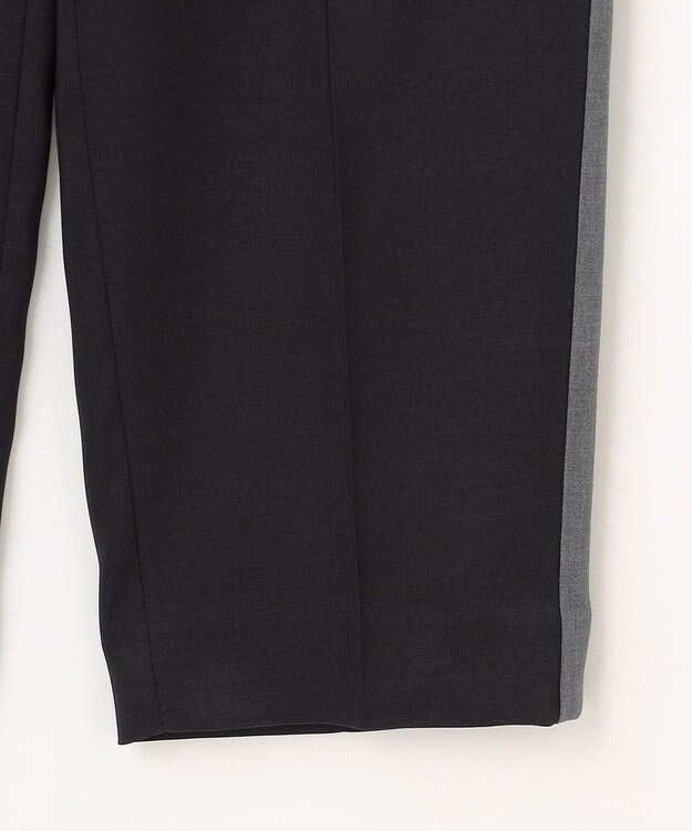 自由区 【カタログ掲載】ウールライクストレッチテーパード パンツ ネイビー×チャコール