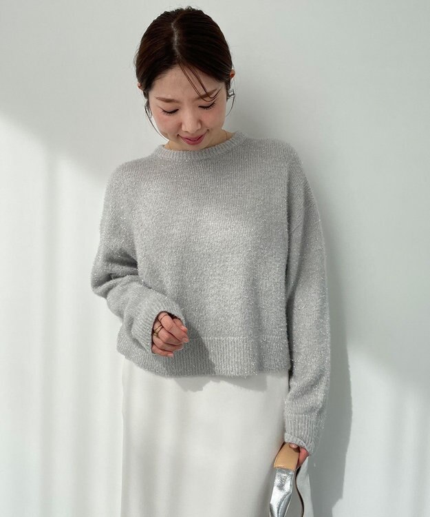 UNFILO L ラメシャギー  ニット グレー