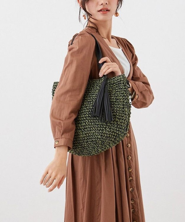 ROOTOTE 3099【手編みカゴバッグ】LT.デリ.バスケット-B 01：カーキ