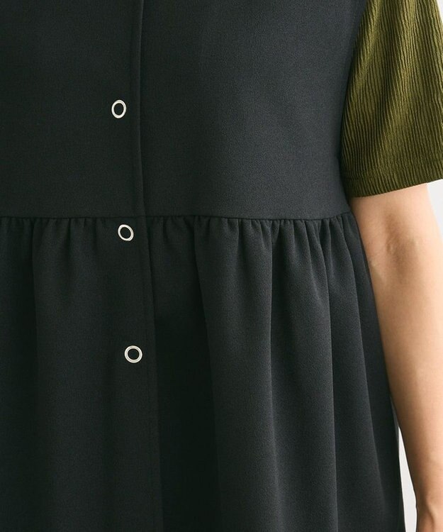 Green Parks カットジョーゼットペプラムベスト Black