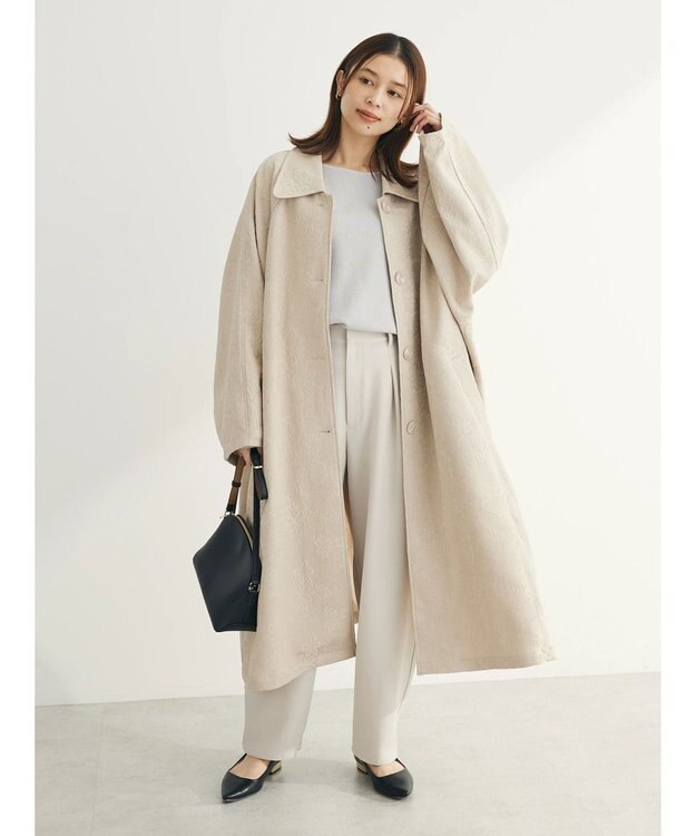 Green Parks ・ＥＬＥＮＣＡＲＥ　ＤＵＥ　ジャカードステンカラーコート Beige