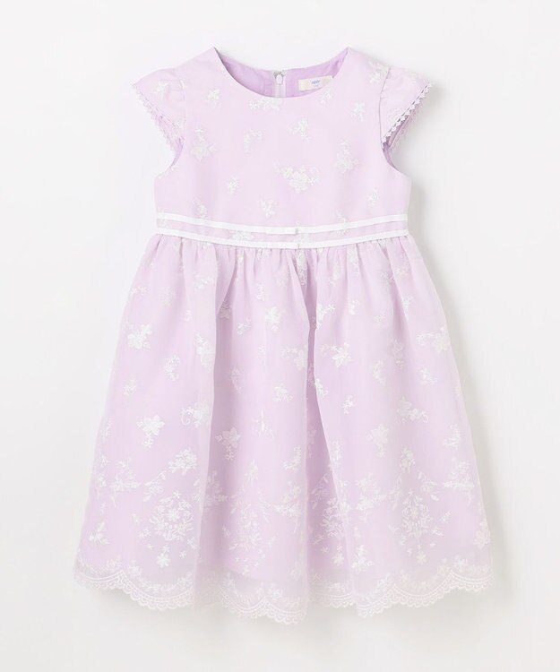 ANY KIDS 総刺繍 花柄ワンピース ラベンダー