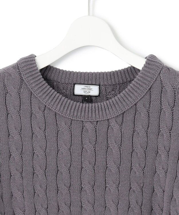 J.PRESS YORK STREET 【WOMEN】コットンニット ケーブルポンチョ ダルブルー系