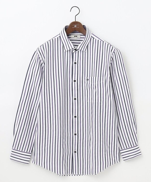 JOSEPH ABBOUD 【キングサイズ・吸水速乾・イージーケア】ソアロンストライプシャツ パープル系1