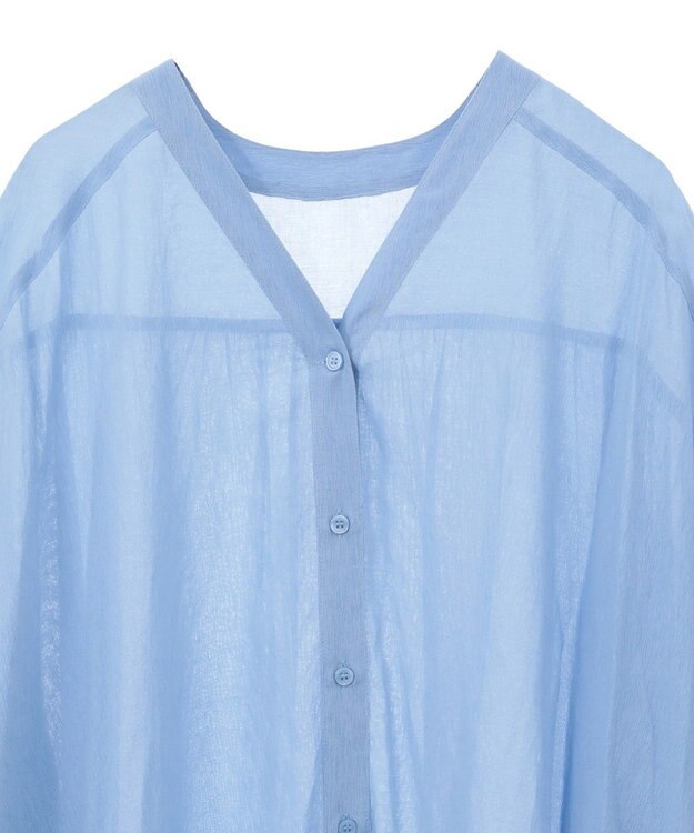 AMERICAN HOLIC 【接触冷感】Ｖネックシアー半袖ＢＩＧシャツ Sax