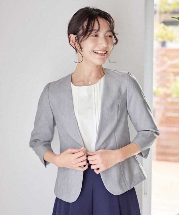 Tiaclasse 【洗える】ピンタックレースカットソーTブラウス オフホワイト