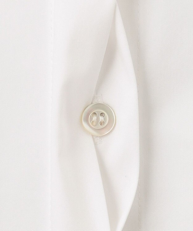 組曲 【洗える】C/Nyブロードノーカラー シャツ アイボリー系