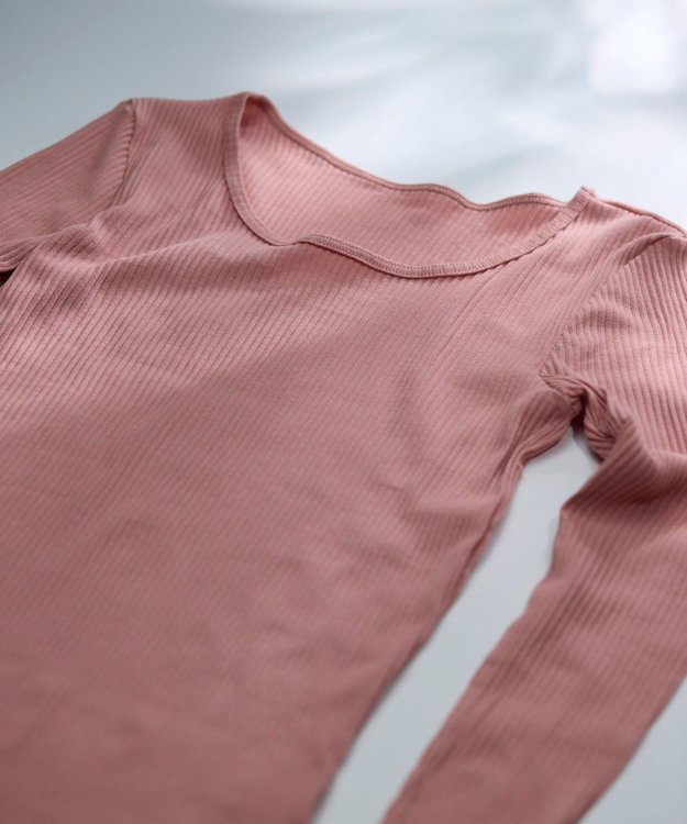 une nana cool 綿100% リブ編みコットン 長袖シャツ OR