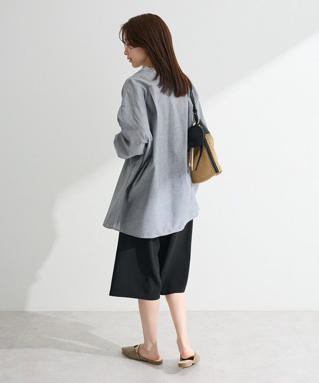 Green Parks 綿麻混Ｖネックオーバーサイズシャツ Gray