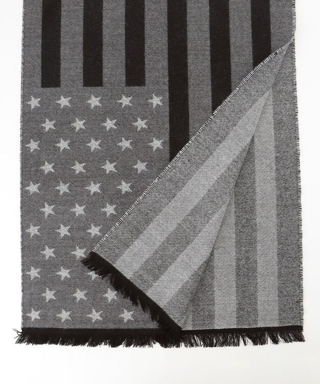 JOSEPH ABBOUD 【ブランド30周年記念・フランス製】アメリカンフラッグパターンストール ブラック系7