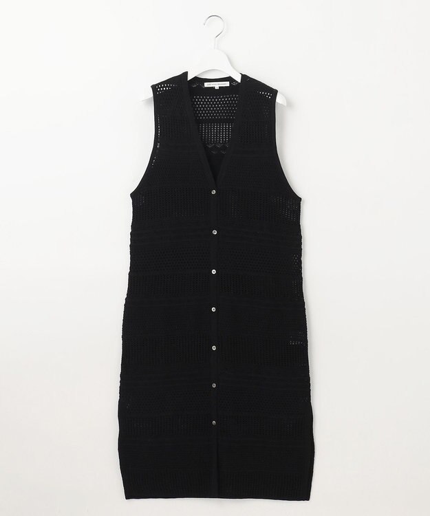 23区 レーシーパターン ロングジレ ニット ブラック系