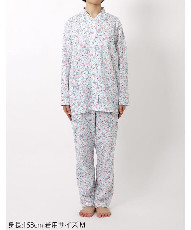 Wing パジャマ 長袖 長ズボン 綿混(本体) あったか レディース EP6010 ウイング／ワコール メロン