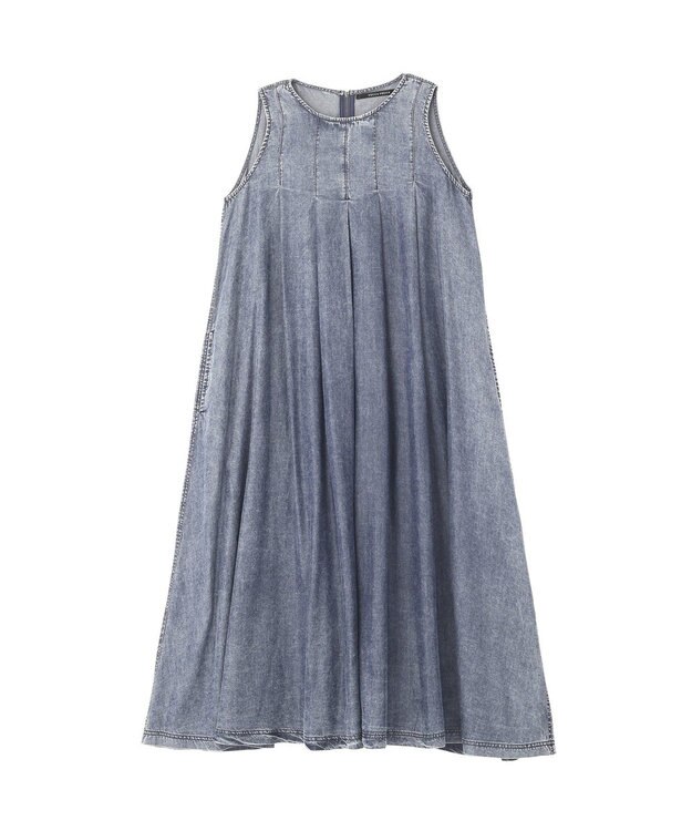 YECCA VECCA バイオ加工ヴィンテージデニムタックワンピース Indigo