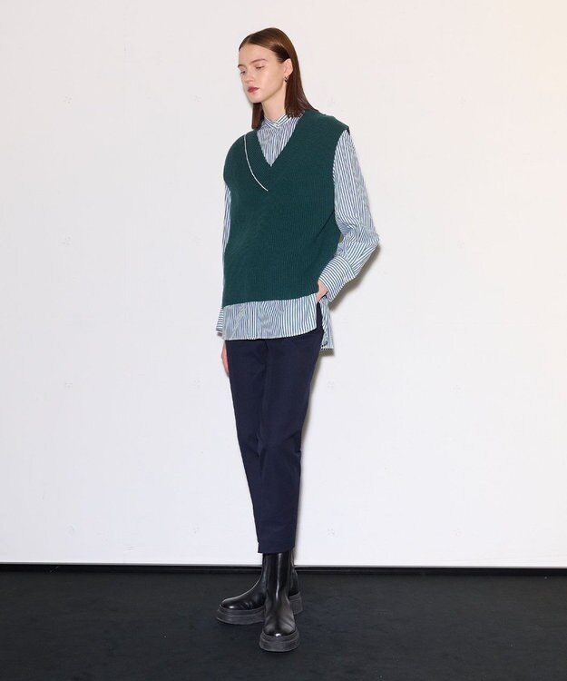 JOSEPH ポプリンシャツ×ニットベスト Dark Teal