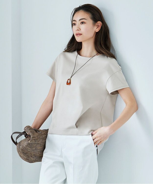 J.PRESS LADIES 【洗える】サテンストレッチ パンツ ホワイト系