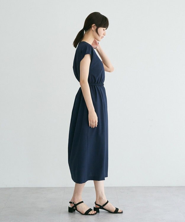 YECCA VECCA リネンライクスキッパーワンピース Navy