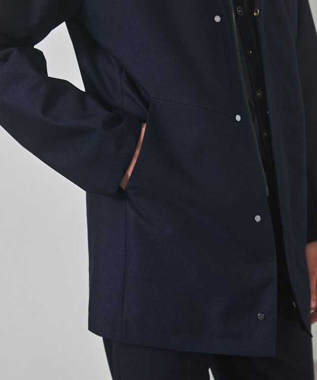 GOTAIRIKU 25年新作/3シーズン対応【仕事で着用可】メランジカルゼ フーデッドブルゾン_無地 ネイビー系