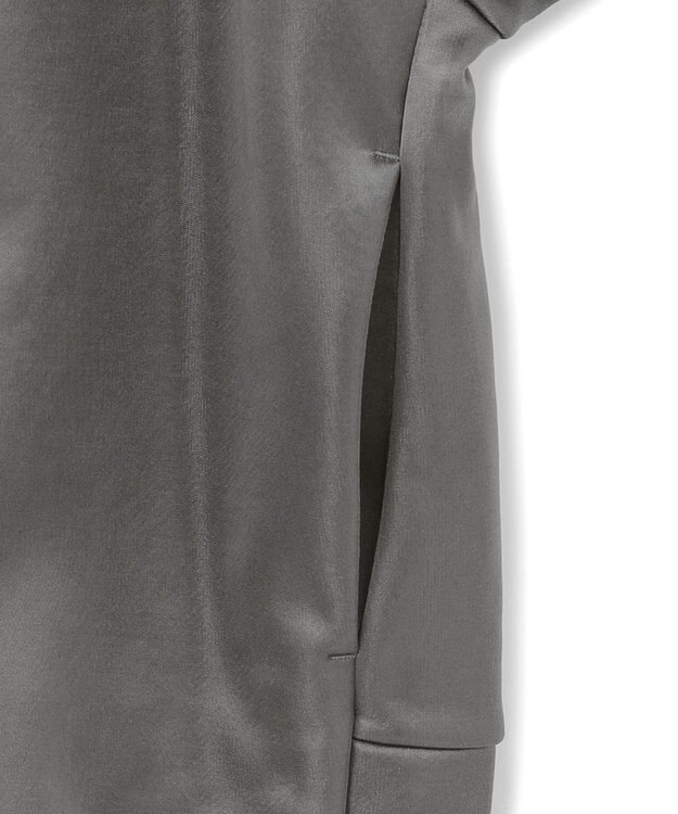 ICB 【洗える】サテンボンディング ジップアップパーカー チャコール系