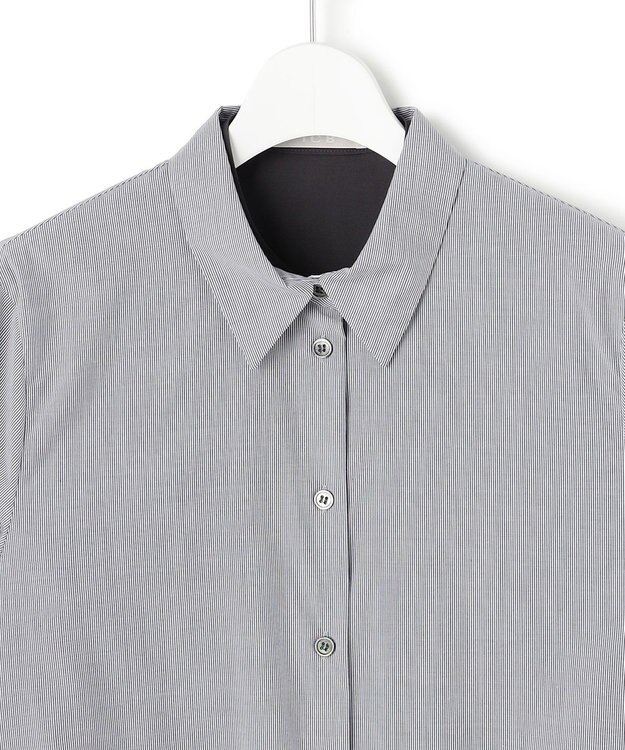 ICB L 【洗える】レイヤードシャーティング ブラックストライプ系