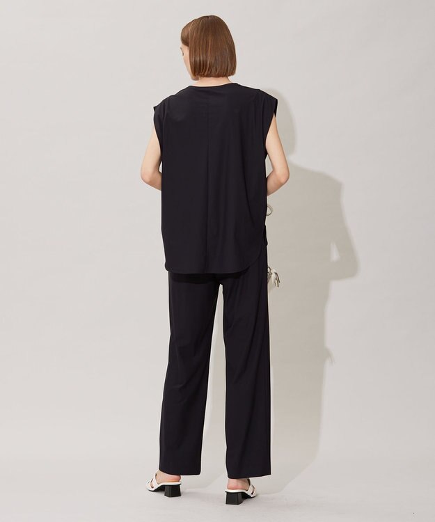 ICB 【接触冷感・UVカット・速乾・洗える】マットスキューバ  ノースリーブプルオーバー ブラック系