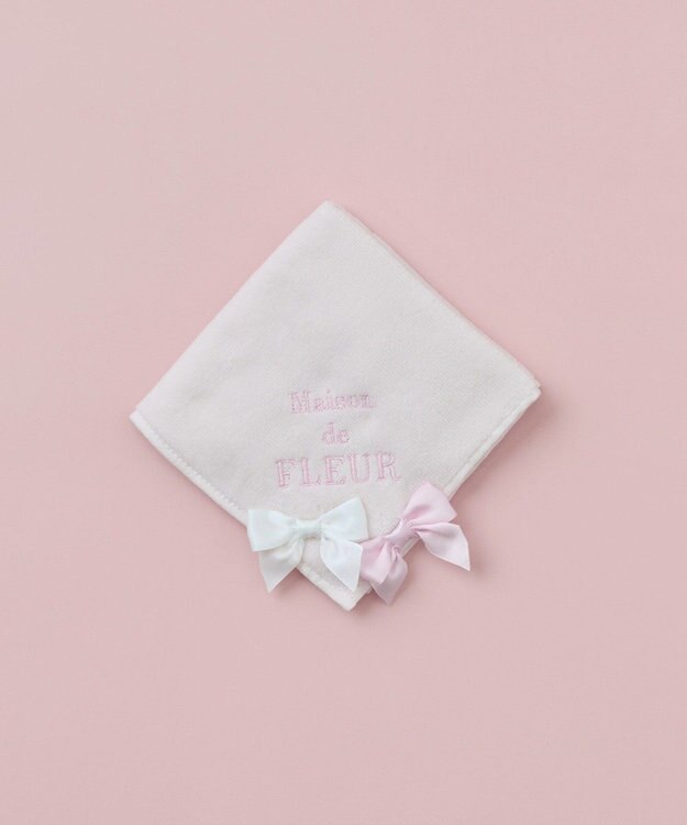 Maison de FLEUR バイカラーリボンタオルハンカチ Pink