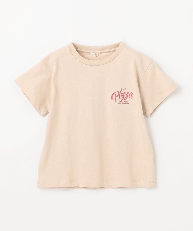 ANY KIDS バックプリント 半袖Tシャツ ベージュ（ピザ）