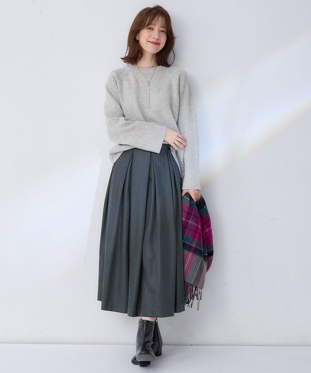 ANY 【6色展開】ラムウールラグランスリーブニット グレー